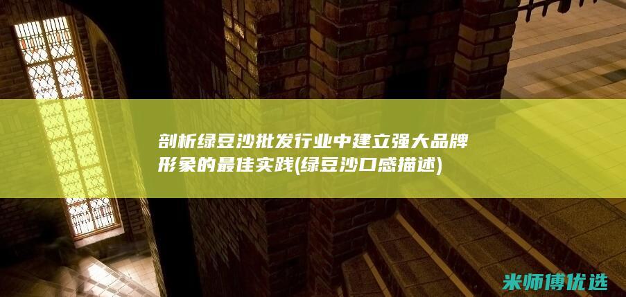 剖析绿豆沙批发行业中建立强大品牌形象的最佳实践 (绿豆沙口感描述)