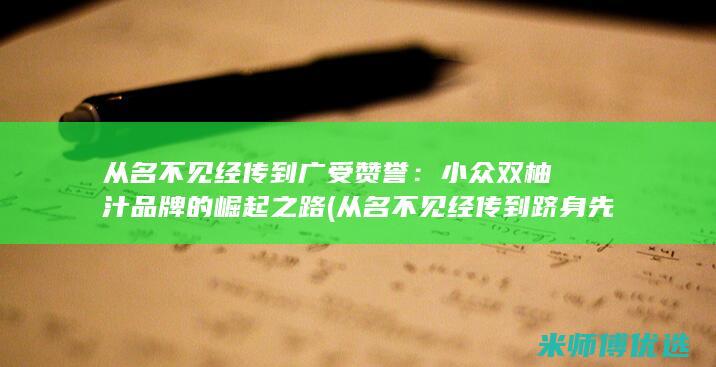 从名不见经传到广受赞誉：小众双柚汁品牌的崛起之路 (从名不见经传到跻身先进)